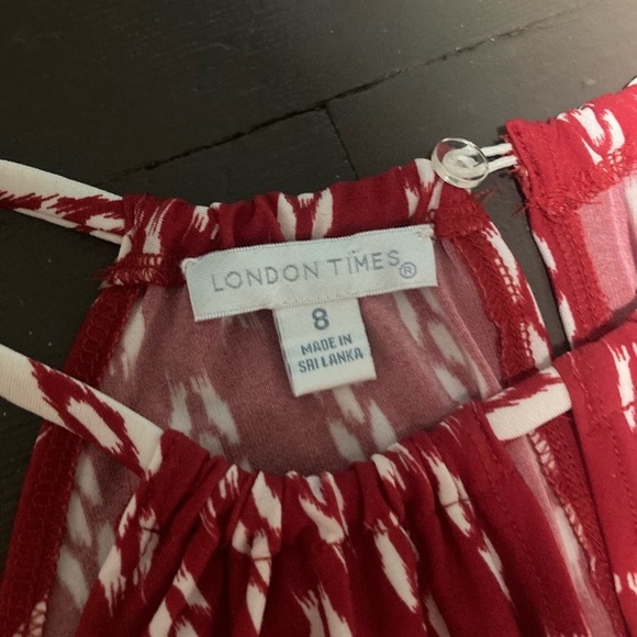 London Times Red and White Patterned Maxi Dress - Picture 2 of 3